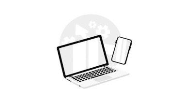Laptop ve akıllı telefon teknolojik gelişmeyi ve büyümeyi sembolize ediyor