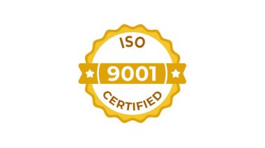 Altın ISO 9001 sertifikalı etiketli beyaz ve yeşil ekran arkaplanı animasyonu
