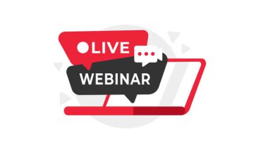 Beyaz ve yeşil ekran arka planına sahip canlı bir webinarın canlandırılmış simgesi