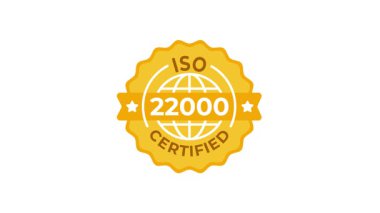 ISO sertifikasının animasyon simgeleri, ISO 22000 dahil, beyaz ve yeşil ekran arkaplanları