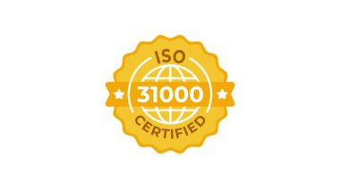 ISO 31000 animasyon ve risk yönetimi için genel ISO sertifika damgası