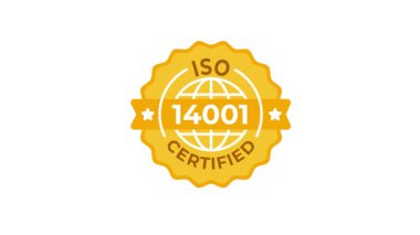 Çevre yönetim sistemleri için ISO 14001 dahil olmak üzere ISO sertifika pulları, beyaz ve yeşil ekran arka planlarında izole