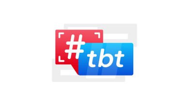 Kırmızı ve mavi renkli TBT etiket animasyonu, sosyal medya pazarlama kampanyaları için mükemmel