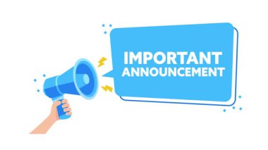 Beyaz ve yeşil ekran arkaplanları üzerinde megafon ve kişiselleştirilebilir metin kutusu ile önemli duyuru