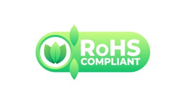 Yeşil RoHS uyumlu logo animasyonu beyaz ve mavi arkaplan