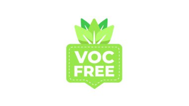 Beyaz ve mavi arkaplanda VOC serbest yeşil rozet canlandırması