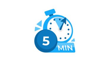 Kronometre animasyonu beş dakika sayıyor, beyaz ve yeşil ekranda izole edilmiş.