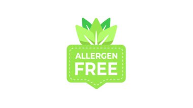 Yeşil alerjensiz ikonun beyazdan mavi arka plana geçişi, gıda güvenliği ve sağlık bilincini vurguluyor. Simge beyazda izole edildi