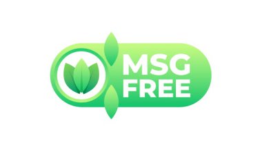 Sağlıklı gıda ürünleri ve restoranlar için yeşil MSG ücretsiz etiket animasyonu