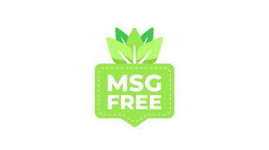 Monosodyum glutamat eksikliğini gösteren sağlıklı gıda ürünleri için canlandırılmış MSG sembolü
