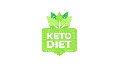 Beyaz ve mavi ekran arkaplanındaki Keto diyet logosu canlandırması