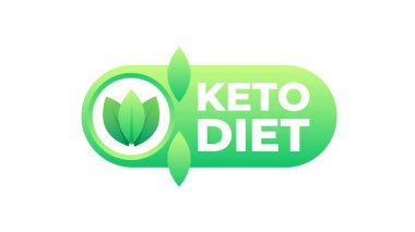 Keto diyet logo animasyonu yeşil yapraklı, sağlıklı yemek ve yaşam tarzı için