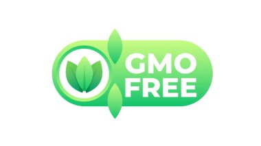 Yapraklı yeşil GDO özgür animasyon simgesi, sağlıklı ve doğal gıda ürünlerinin reklamında kullanışlı