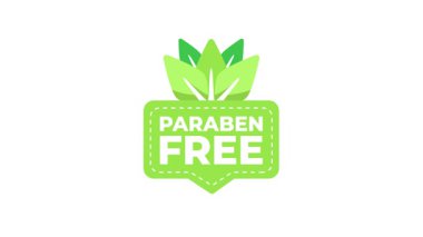 Beyaz ve mavi arkaplanda yeşil paraben içermeyen logo canlandırması