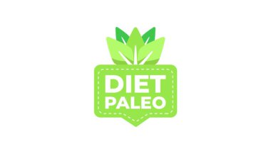 Paleo diyet ürünleri için animasyon logosu, çeşitli ortamlar için uygun
