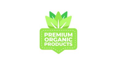 Premium organik ürünler için animasyon logosu, sağlıklı ve doğal gıda reklamları için ideal.