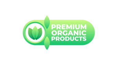 Beyaz ve mavi arkaplanda yapraklı organik ürünler için yeşil gradyan logo animasyonu