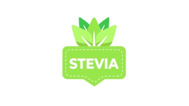 Beyaz ve mavi arkaplanda Stevia logo animasyonu.