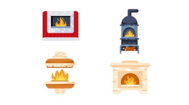 Şömineler ve fırınlar alfa kanalı ve yeşil ekranlı animasyon