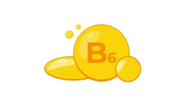 B6 vitamini, Pyridoxine kimyasal formülü. Beyaz ve krom anahtar arka planda altın toplar