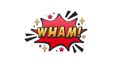 Wham çizgi roman animasyonu alfa mat ve yeşil ekran