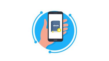 Akıllı telefon ekranında bir el tarafından tutulan, beyaz ve yeşil ekran arkaplan varyasyonları ile bir kitap uygulaması
