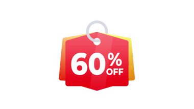 Animasyon indirim etiketi% 60 indirimli, reklam promosyonları ve pazarlama kampanyaları için kullanışlı