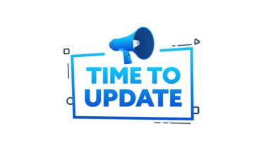 İletiyi güncellemek için zamanı olan animasyon megafonu, projelere kolay entegrasyon için yeşil ekran varyasyonları dahil