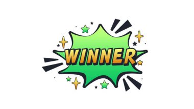 Kazanan komik patlama animasyonu alfa mat ve mavi ekran