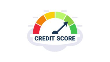 Animasyon kredi puanı göstergesi olarak yukarı doğru hareket eden bir ok, kırmızıdan yeşile, artan krediyi sembolize ediyor