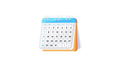 Takvim simgeleri canlandırması beyaz ve krom anahtar arkaplan üzerinde izole