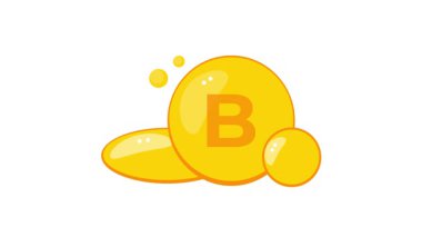 Beyaz ve yeşil ekran arkaplanı üzerinde B vitamini kompleksi zıplayan animasyon