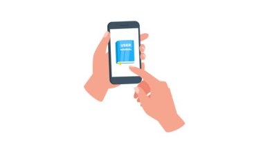 Eller akıllı telefon ile etkileşime girer, bir kullanıcı kılavuzu ve boş bir ekran gösterir, mobil uygulamaları veya kullanıcı arayüzlerini görüntülemek için idealdir