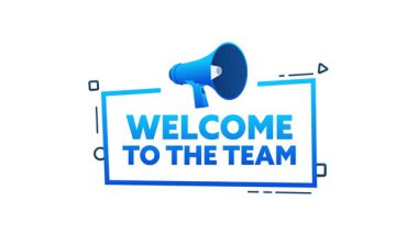 Beyaz ve yeşil ekranda megafonla yapılan takım animasyonuna hoş geldiniz.