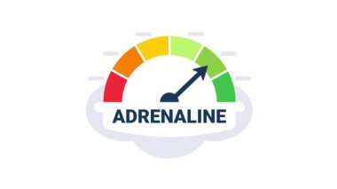 Adrenalin metre animasyonu beyaz ve mavi arkaplanda artıyor