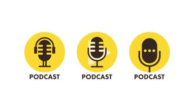 Beyaz ve yeşil ekran arkaplanlarında podcast logo canlandırması