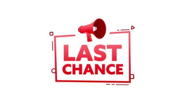 Kırmızı megafonla son şans mesajı, pazarlama kampanyaları için uygun.