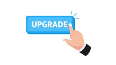 İşadamı beyaz ve yeşil ekran arkaplanı ile yükseltme düğmesine tıklıyor