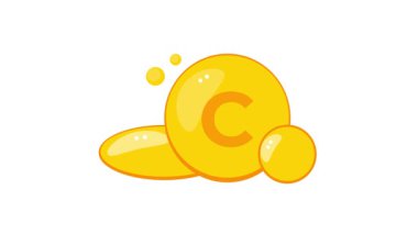 C vitamini altın simgesi animasyonu alfa kanalı ve yeşil ekran
