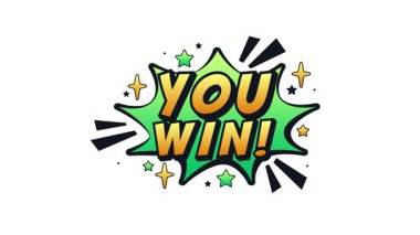 Yeşil sıçrama şekli ile animasyon metni kazan, video oyunları için kullanışlı