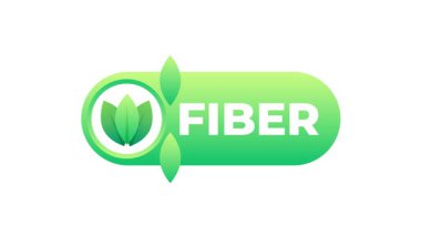 Fiber yeşil logo animasyonu beyaz ve mavi arkaplanda yalıtılmış yapraklarla