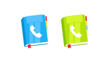 Telefon rehberi açma canlandırması beyaz ve mavi arkaplanda izole edildi