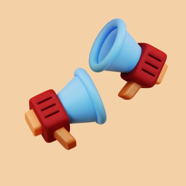 Bej arkaplanda çizgi film megafonları