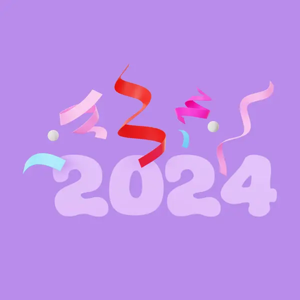 2024 Šťastný Nový Rok Ilustrace Konfetami — Stock fotografie