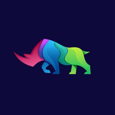 Boğa hayvan logosu gradyan renkli çizer