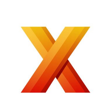 X Harfi tasarım logosu renkli gradyan biçimi