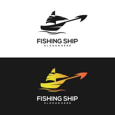 Balıkçı gemisi vintage logo gradyan altını