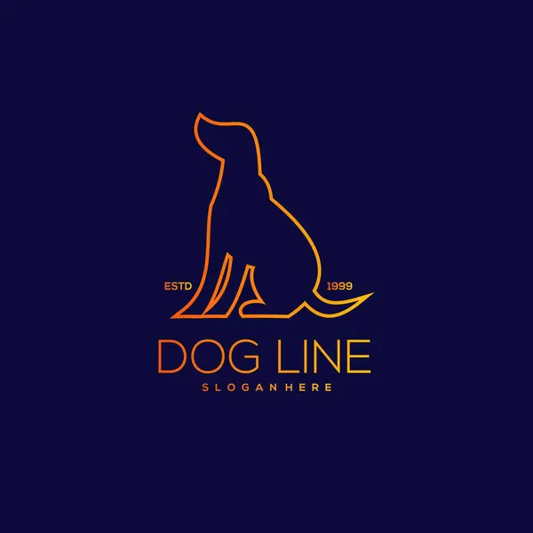 Dog Line Design Vintage Illustration — Stock Vector