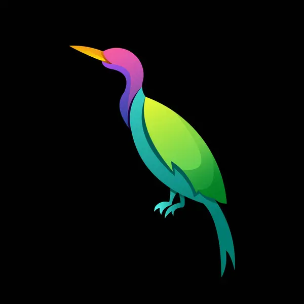 Projekt Ptaka Kolorowy Gradient Nowy Styl — Wektor stockowy