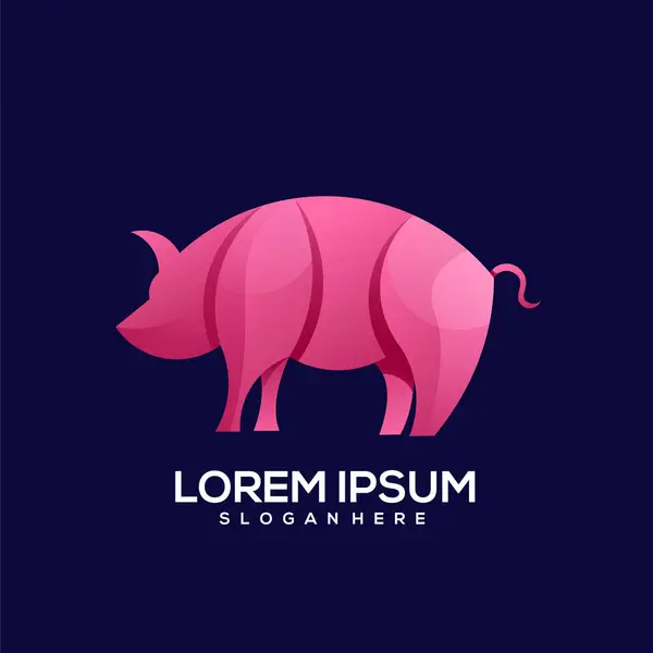 Pig Logo Colorful Gradient Illustration — Stock Vector